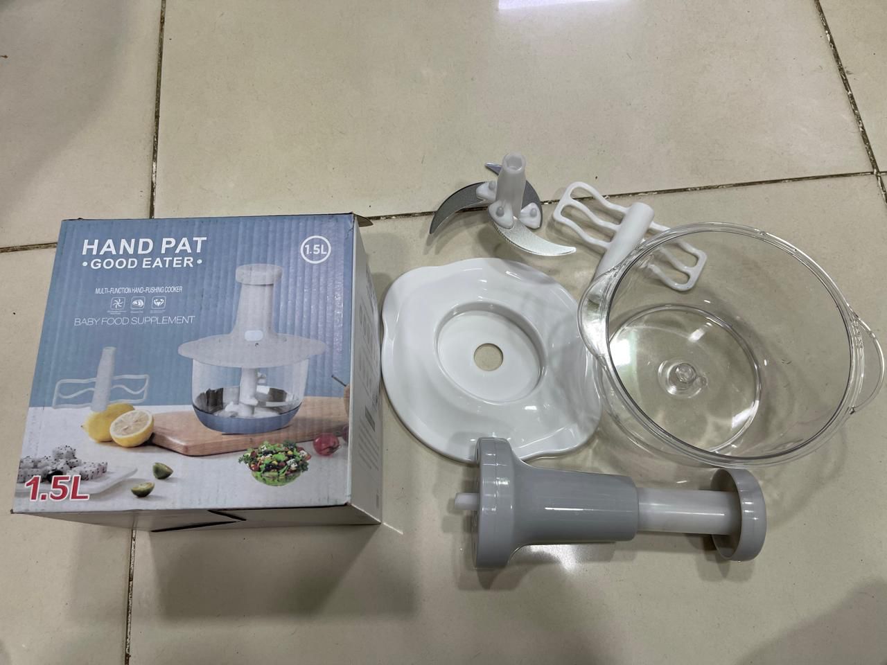 1.5L Hand Pat Chopper with Beater