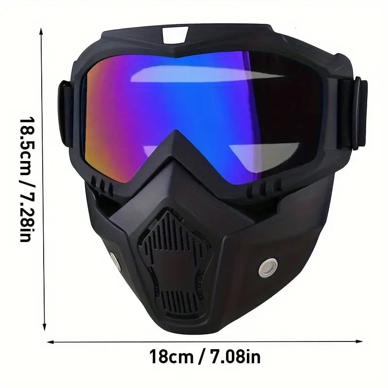 A Tactical Full-Face Mask Available in Two Color Options, Featuring Anti-Fog High-Definition Lenses, a Removable And Adjustable Ski Mask, And Comfortable Sponge Padding - Made of Quality Material