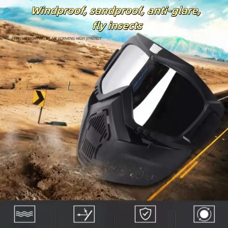A Tactical Full-Face Mask Available in Two Color Options, Featuring Anti-Fog High-Definition Lenses, a Removable And Adjustable Ski Mask, And Comfortable Sponge Padding - Made of Quality Material