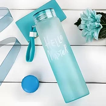 Hello Master Glass Water Bottle  500ml,Reusable Elegant Bottle