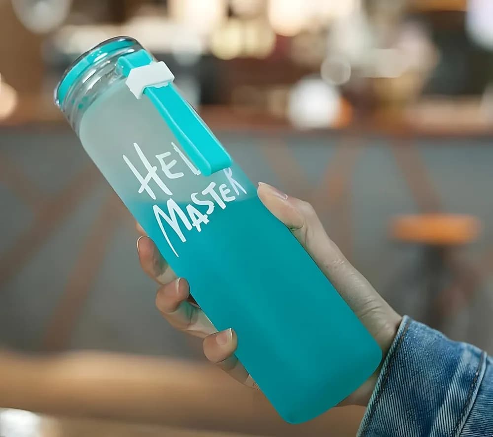 Hello Master Glass Water Bottle  500ml,Reusable Elegant Bottle