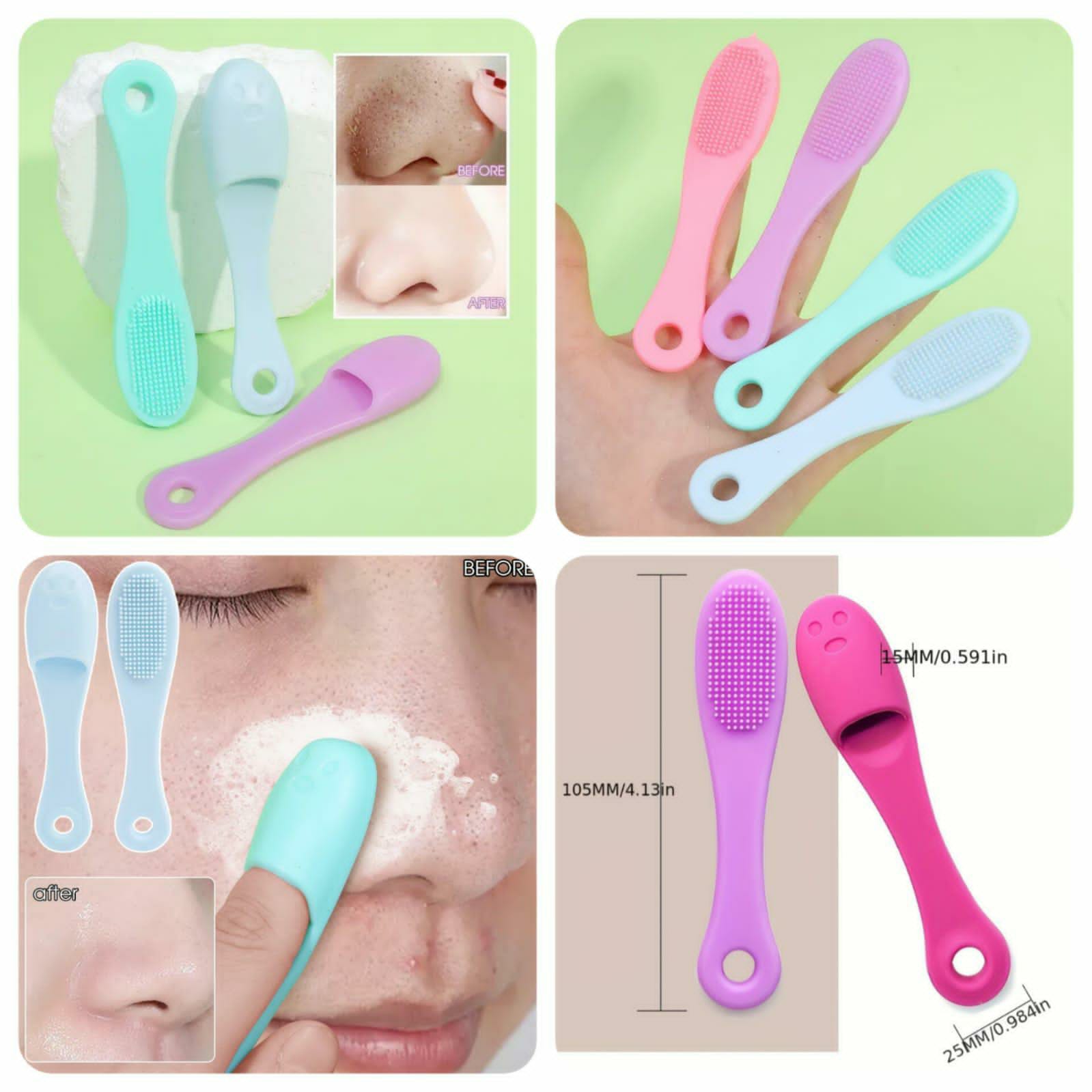 Silicone Face Cleaner Blackhead Remover Brush Cleanser Nose Pore Brush Finger Scrubber Massage Brush