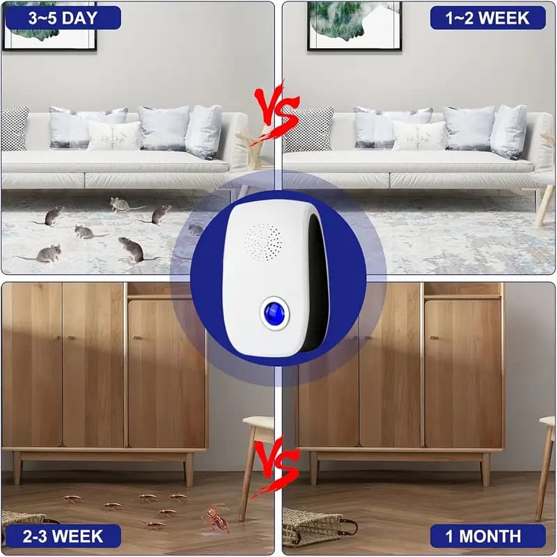 Soundwave technology Pest Repeller, Electronic Mouse Repellent, Mosquito Repeller, Insect Killer, Mosquito Killer, Mosquito and Rat Repellant, Suitable for Home, Kitchen, Office, Hotel and Warehouse, Effective Indoor Pesticide Control
